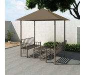 Maison exclusive - quiosco de jardín mesa y bancos gris taupe 180g/m² 2,5x1,5x2,4m