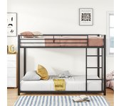 Literas 2 x 90 x 200 cm - estructura de cama de hierro - somier y escalera - negro
