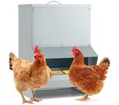 Costway alimentador para gallinas galvanizado de 22 kg, comedero automático para aves de corral montado en la pared con tapa, dispensador de comida si
