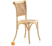 Pack 4 sillas madera de olmo con asiento y respaldo trenzado