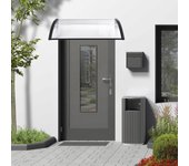 Marquesina exterior para puertas mellerud protección policarbonato / plástico 100 x 100 cm - transparente y negro [en.casa]