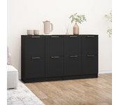 Aparador 2 piezas | aparador de comedor | armario de cocina madera contrachapada negro 60x30x70 cm cfw95078