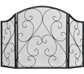 Rejilla para chimenea plegable de 3 paneles con protección contra chispas, diseño vintage de metal negro para una zona de chimenea segura