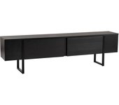 Mueble de televisión lilith, aparador de salón, mueble bajo para tv, base de pared equipada, 180x30 h50 cm, negro