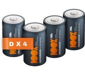Pilas d - lr20 - paquete de 4 unidades 100% peakpower pilas lr20 1.5v duración larga, tecnología anti-fugas, rendimiento elevado