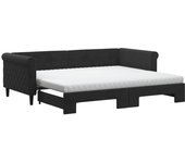 Sofá cama nido con colchón terciopelo negro 90x200 cm