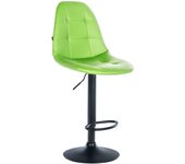 Taburete de bar x1 con reposapiés asiento giratorio regulable en altura en pvc verde estructura de metal negro 10_0004816