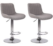 Set de 2 taburetes de bar lentini en tela gris|cromado