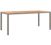 Mesa de jardín y tapa de madera resina gris mimbre y acacia