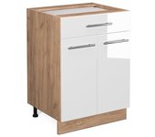 Vicco mueble bajo de cocina fame-line, blanco alto brillo, 60 cm con cajón, sin encimera