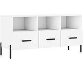 Mueble tv de madera compuesta blanca 102x36x50 cm