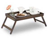 Relaxdays bandeja cama con patas plegables, madera, marrón oscuro, 22 x 64 x 31 cm