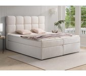 Conjunto completo boxspring cabecero + somieres + colchón + topper - 2 x 90 x 200 cm - tela de felpa - beige - millona de ysmée