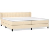 Cama box spring con colchón tela color crema 200x200 cm