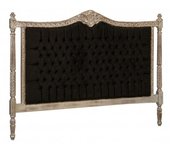 Biscottini cabecero en madera de haya maciza - estilo barroco con acabado plata antiguo - cabecero de cama doble para panel de cama - 180x6x134 cm