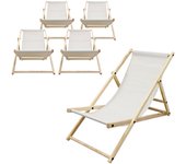 5x sillas de playa plegable de madera tumbona beige de jardín hamaca impermeable