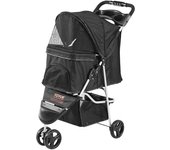 Vevor cochecito para perros de 3 ruedas: freno, 35 libras, pedales, cesta, portavasos negro