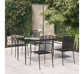 Juego de comedor jardín 5 piezas，conjunto de comedor de exterior，conjunto de jardín acero y cuerda de algodón negro cfw277658