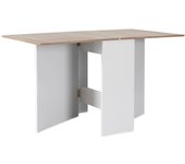 Mesa auxiliar suecia con alas abatibles 140cm. comedor o cocina blanco y cambria