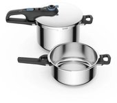 Olla a presión tefal secure trendy 4l + 6l + cestillo p2584301