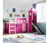 Vidaxl cama alta para niños con torre madera pino rosa 90x200 cm