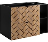 Mueble de baño, roble craft dorado, 80 x 57 x 46 cm, tiradores negros