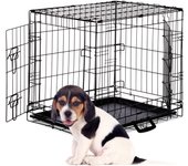 Relaxdays jaula perro plegable con asa, acero, negro, 55 x 61.5 x 47 cm