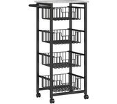 Carrito de cocina homcom acero, mdf gris claro 49.5x31x91 cm