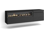 Amueblate online, mueble tv, televisión, muebles de salón, almacenaje, para tv hasta 65, chimenea eléctrica, colgado, suspendido, negro