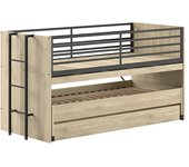 Cama de media altura 90x200 con somier y cajones vipack sam madera