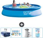 Paquete de piscina - intex - alrededor - 396x396x84 cm + accesorios a672