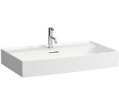Laufen kartell lavabo sobre encimera, 1 agujero para grifo, con rebosadero, 800x460mm, h816336a001041, color: blanco