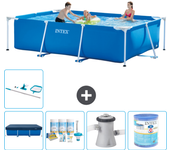 Paquete de piscina - intex - rectángulo - 300x200x75 cm + accesorios a152