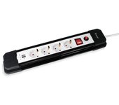 Regleta alimentacion - 4 tomas schuko + 2 usb - cable de 1.50m equip