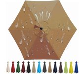 Sombrilla de exterior de 6 varillas, repuesto de tela de poliéster (200 cm, color caqui)