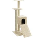 Rascador para gatos con postes de sisal color crema 92 cm
