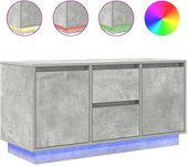 Mueble de tv | mueble de salón | mesa de tv con luces led gris hormigón 100x41x50 cm cfw43266