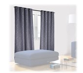 Relaxdays set de 2 cortinas, 245x135 cm, opacas, oscuras, estampado barroco, sobrecortinas para control de luz, gris