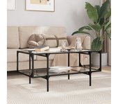 Mesa de centro con tapa de cristal transparente 98,5x50x45cm acero