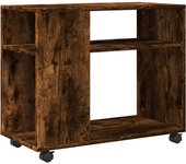 Mesa auxiliar，mesa de centro，mesita de centro con ruedas madera roble ahumado 70x35x60 cm cfw631827