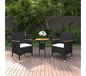 Juego de comedor de jardín 3 piezas，conjunto de comedor de exterior，conjunto de jardín ratán sintético negro cfw335639