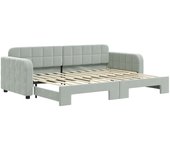 Sofá cama nido terciopelo gris claro 80x200 cm