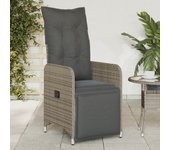 Vidaxl sillones reclinable jardín y cojines 2 uds ratán sintético gris