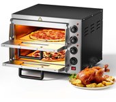 Horno para pizzas con 2 niveles 3000w acero inoxidable piedra de cordierita accesorios de cocina