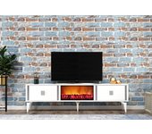 Mueble tv doruk fireplace blanco plata