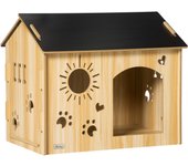 Caseta de madera para perros interior pawhut 69x50x58,5 cm roble