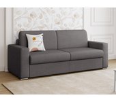 Sofá cama de apertura rápida 3 plazas de tela calito - antracita - cama 140 cm - colchón 18 cm