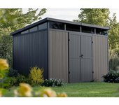 Caseta de jardín de composite evora gris 7,5m² - estructura de aluminio - madera composite coextruida - anti-uv - resistente a la corrosión