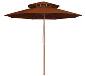 Sombrilla doble con palo de madera terracota 270 cm