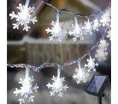 Cadena de luz solar para exteriores, 12 m, 100 luces led de copo de nieve, luces navideñas, resistente al agua, 8 modos, luz decorativa para jardín i